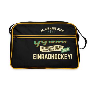 Gefuehle - ich moechte Sport - Einradhockey! - - Retro Tasche - Schwarz/Gold - Vorne