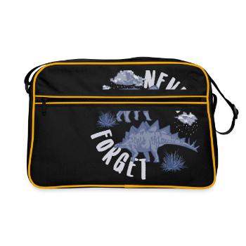 Never forget blau - Retro Tasche - Schwarz/Gold - Vorne