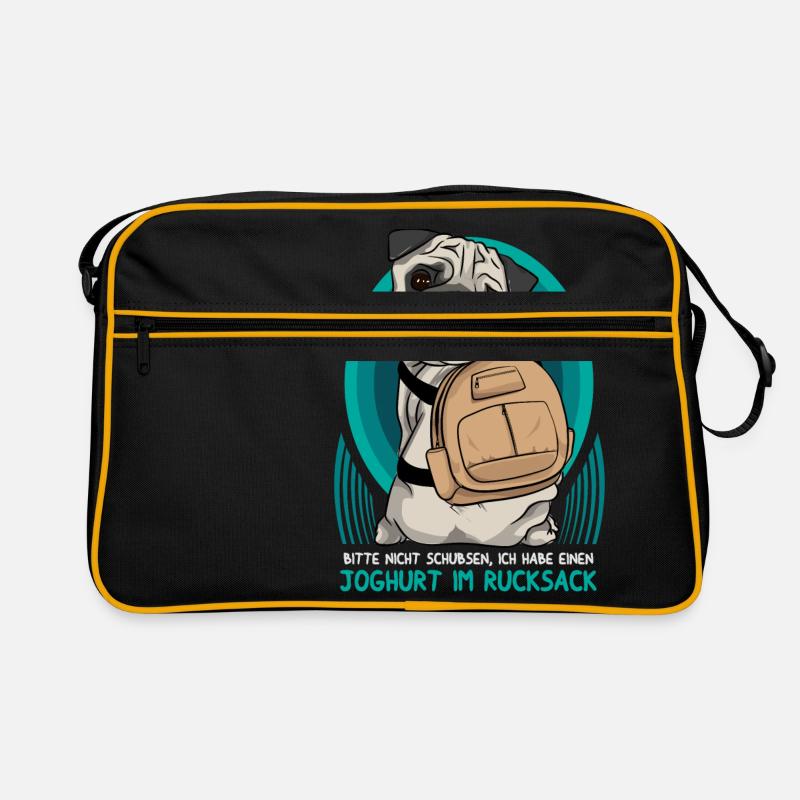 Bitte nicht schubsen! Joghurt im Rucksack. - Retro Tasche - Schwarz/Gold