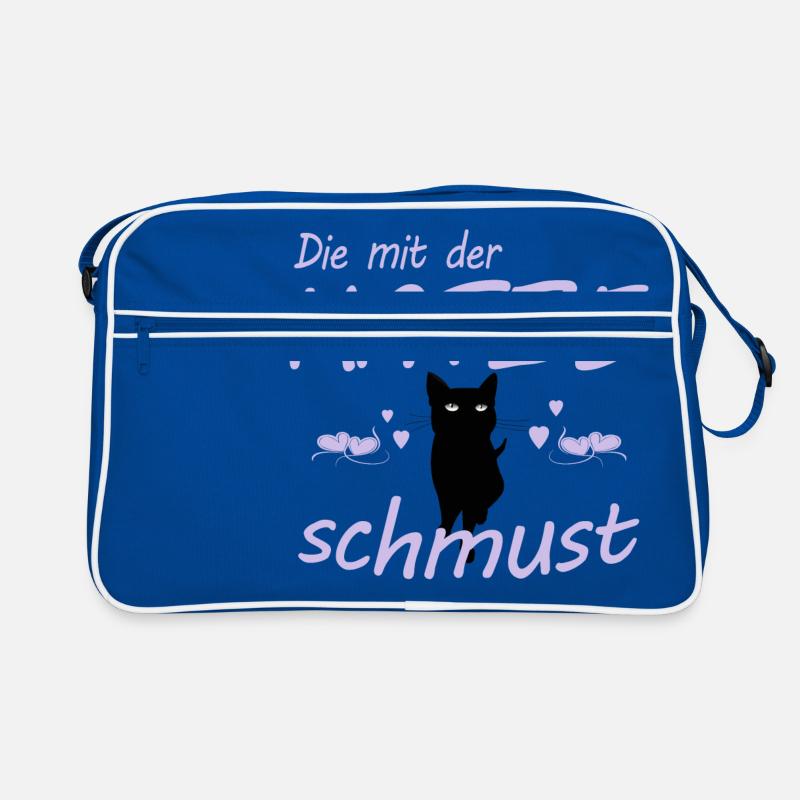 Die mit der Katze schmust Geschenk Retro Tasche