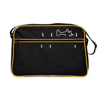 Nähen Nähmaschine DIY Nadel Faden Garn Herzschlag - Retro Tasche - Schwarz/Gold - Vorne