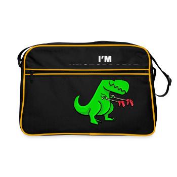 I AM UNSTOPPABLE Dinosaurier T-Rex Tyrannosaurus - Retro Tasche - Schwarz/Gold - Vorne