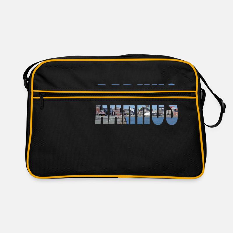 AARHUS DÄNEMARK - Retro Tasche - Schwarz/Gold