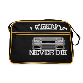 Legends Never Die Skyline R34 - Retro Tasche - Schwarz/Gold - Vorne