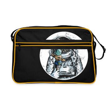 Dog Astronaut French Bulldog Planet Ice Space - Retro Bag - black/gold - Front