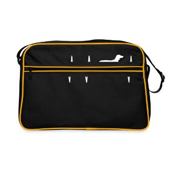 teckel battement de coeur chien chien amour coeur ligne de cœur - Sac Retro - noir/or - Devant