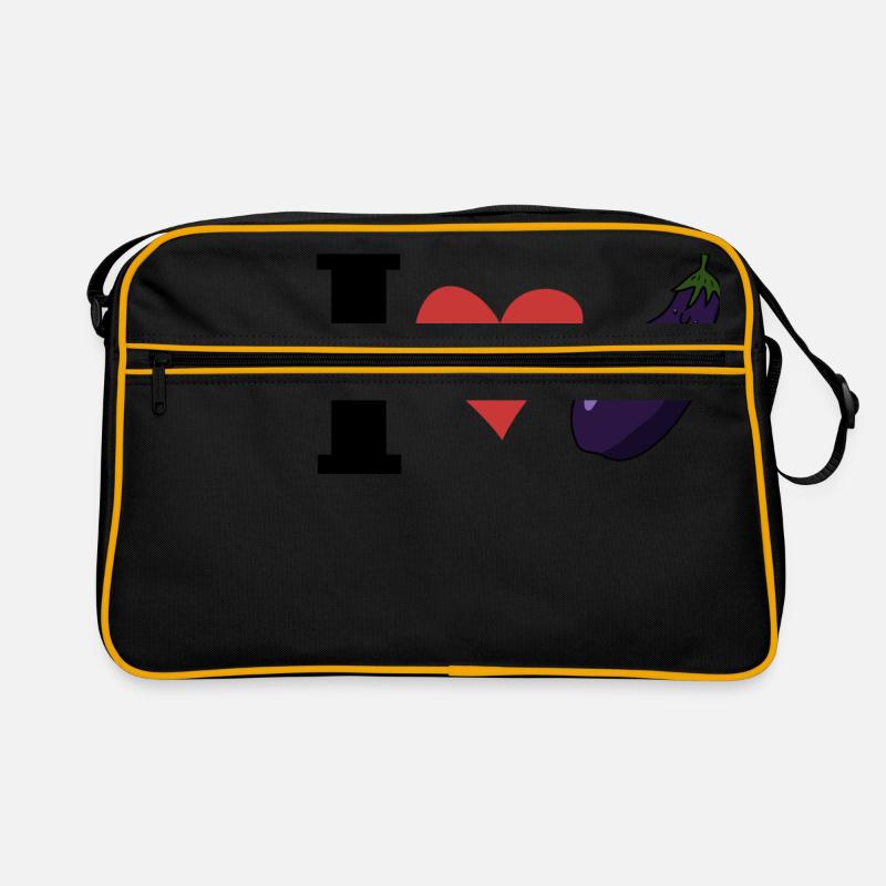 Ich liebe einen Eierplanten Retro Tasche