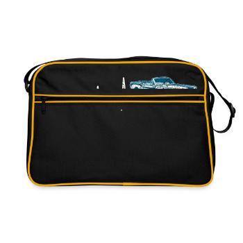 Geschenk Heartbeat Sportwagen Oldtimer - Retro Tasche - Schwarz/Gold - Vorne