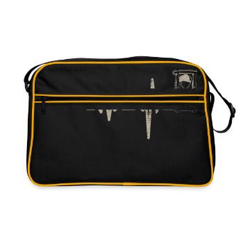 Geschenk Heartbeat Sanduhr - Retro Tasche - Schwarz/Gold - Vorne