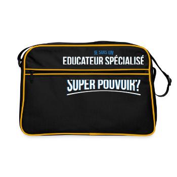 Educateur spécialisé super pouvoir cadeau - Sac Retro - noir/or - Devant