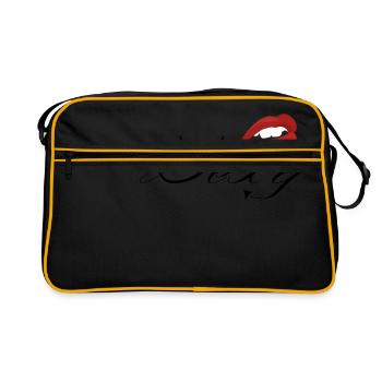 Lèvres Rouges Diable Bouche Baiser Cadeau - Sac Retro - noir/or - Devant