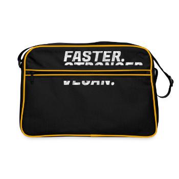 Plus rapide, plus fort, les végétariens végétaliens pouvoir cadeaux - Sac Retro - noir/or - Devant