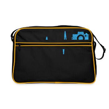Geschenk Heartbeat Fotograf Kamera - Retro Tasche - Schwarz/Gold - Vorne