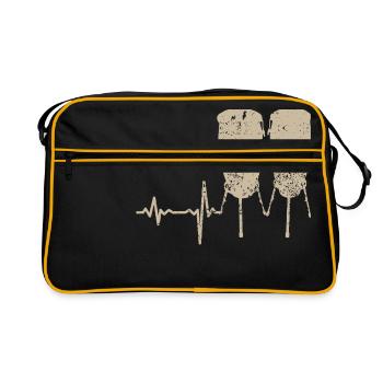 Geschenk Heartbeat Trommel Bongo - Retro Tasche - Schwarz/Gold - Vorne