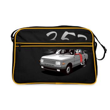 Wartburg 353 mit Fahrer - Retro Tasche - Schwarz/Gold - Vorne