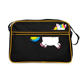 Licorne Pummel dans des couleurs arc-en-licorne rose - Sac Retro - noir/or - Devant
