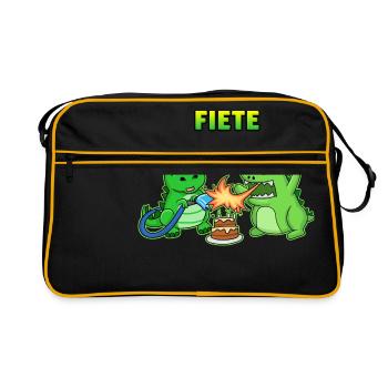 Fiete Geburtstag Geschenk - Retro Tasche - Schwarz/Gold - Vorne