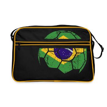 Brésil Ballon de football de football - Sac Retro - noir/or - Devant