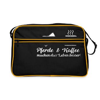 Pferde & Kaffee machen das Leben besser! | Pferd - Retro Tasche - Schwarz/Gold - Vorne