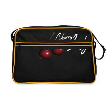 Cherry Lady / Geschenk Idee - Retro Tasche - Schwarz/Gold - Vorne