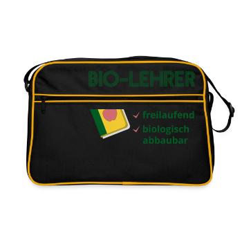 Biolehrer T-Shirt Lehrer Bio Lehrer - Retro Tasche - Schwarz/Gold - Vorne