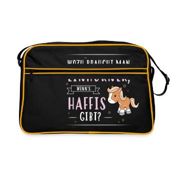 Wozu Einhörner Haflinger - Retro Tasche - Schwarz/Gold - Vorne