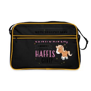 Wozu Einhörner Haflinger - Retro Tasche - Schwarz/Gold - Vorne