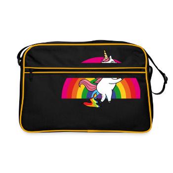 Pooping licorne arc-en-ciel - Sac Retro - noir/or - Devant