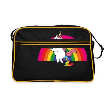 Pooping licorne arc-en-ciel - Sac Retro - noir/or - Devant
