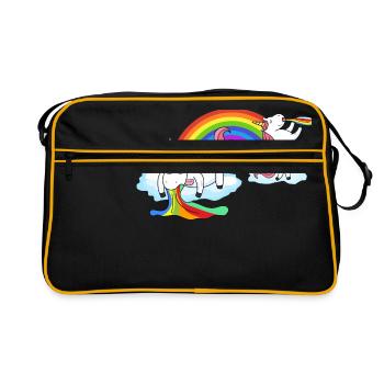 Unicorn vomiting while drinking - Retro Bag - black/gold - Front
