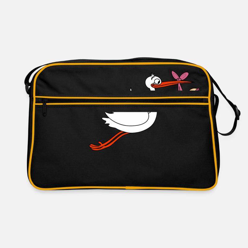 Storch Mädchen Junge Babies Schwanger Retro Tasche