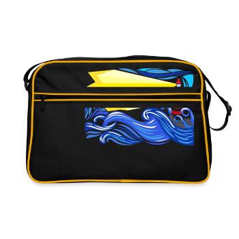 mer dans la tempête avec le phare - Sac Retro - noir/or - Devant