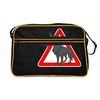 Wolf - Retro Tasche - Schwarz/Gold - Vorne