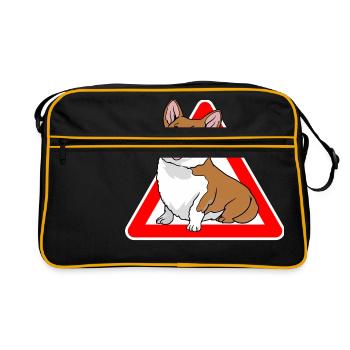 Welsh Corgi Pembroke Cardigan Dog - Retro Bag - black/gold - Front