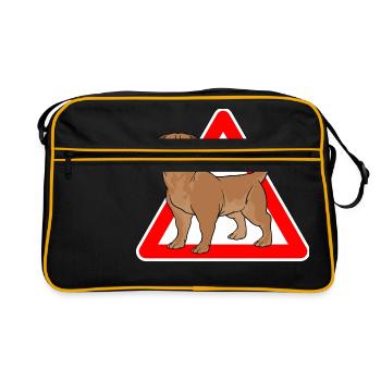 Puggle Beagle Pug Dog - Retro Bag - black/gold - Front