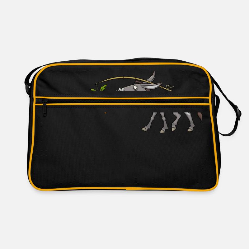 Esel Muli Maultier - Retro Tasche - Schwarz/Gold