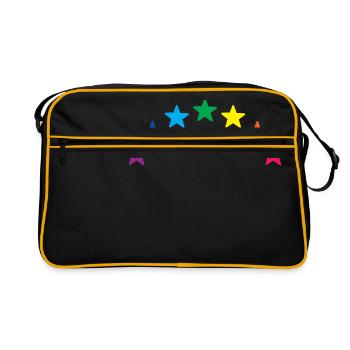 Étoiles arc en ciel - Sac Retro - noir/or - Devant