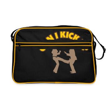 Puis-je le frapper dans les couilles? - Sac Retro - noir/or - Devant