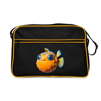 Süßer Kugelfisch - Retro Tasche - Schwarz/Gold - Vorne