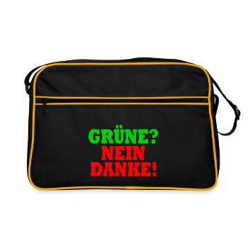 grüne nein danke - Retro Tasche - Schwarz/Gold - Vorne