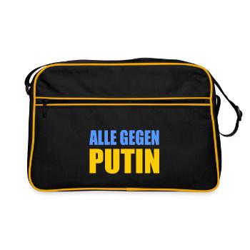 Alle gegen putin - Retro Tasche - Schwarz/Gold - Vorne