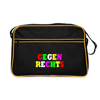 Gegen rechts - Retro Tasche - Schwarz/Gold - Vorne