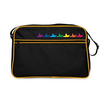 Étoiles Rainbow horizontales - Sac Retro - noir/or - Devant