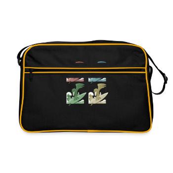 Funky Retro Pop Art Surfer Crow Raven on Wave - Sac Retro - noir/or - Devant
