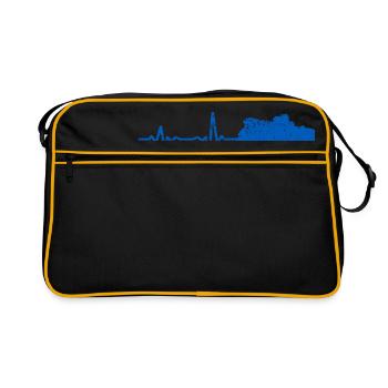 Heartbeat Ukraine Geschenk - Retro Tasche - Schwarz/Gold - Vorne
