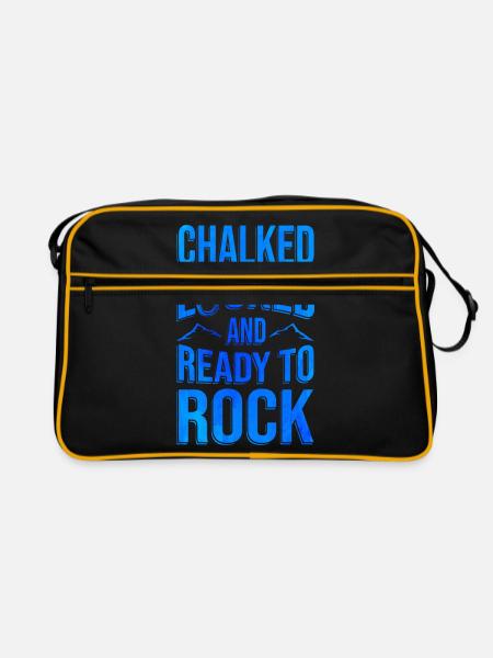 Chalked Locked And Ready To Rock Rock Climber Boul - Retro Tasche - Schwarz/Gold - Vorne