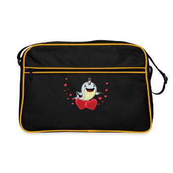 Cute Narwhal Kids Gift - Retro Bag - black/gold - Front