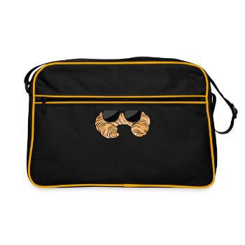 Croissant Mit Sonnenbrille - Retro Tasche - Schwarz/Gold - Vorne