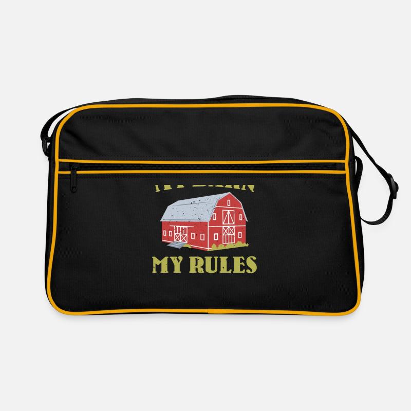 Drôle de propriétaire de grange disant Sac Retro