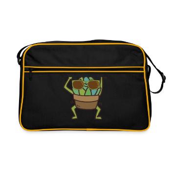 Lustige Sukkulente Mit Sonnenbrille - Retro Tasche - Schwarz/Gold - Vorne